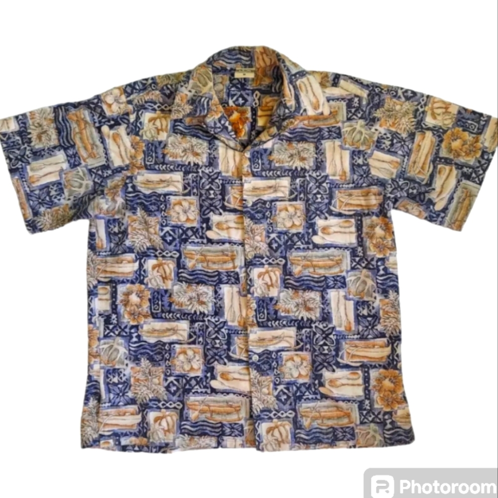 Large Hawaiian Shirt Made in USA Go Barefoot Vintage 100% Cotton Aloha Beach